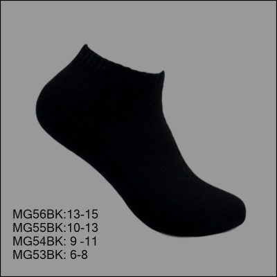 Cotton Low Cut Sports Socks, Solid Black , MG (1 Dozen, 12 Pairs)