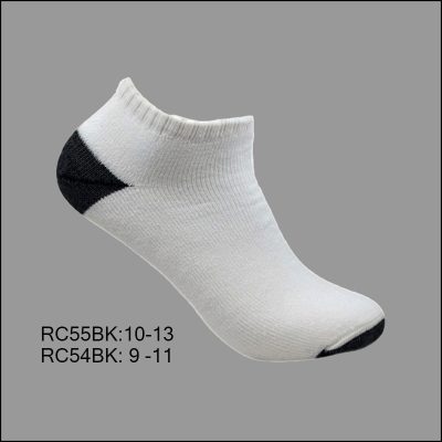 Cotton Low Cut Sports Socks, White with Black H/T, (1 Dozen, 12 Pairs)