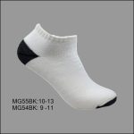 Cotton Low Cut Sports Socks, White with Black H/T, MG (1 Dozen, 12 Pairs)