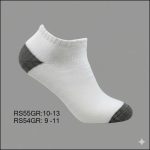 Cotton Low Cut Sports Socks, White with Grey H/T, RS (1 Dozen, 12 Pairs)