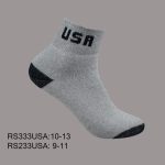 Cotton Ankle Sports Socks, Grey with Black H/T, USA, (1 Dozen, 12 Pairs)