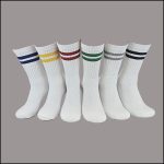 Men’s Cotton Crew Sports Socks, White with Multi Color Stripe, (1 Dozen, 12 Pairs) - Image 7