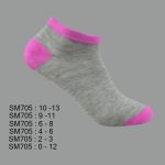 Low Cut Spandex Socks, Gray with Multi Color Toe & Heel , ASST, SM705 (1 Dozen, 12 Pairs) - Image 5