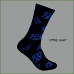 Men's Theme Crew Socks, Black with Multi Color 100 #1 Pattern, (1 Dozen, 12 Pairs) - Image 4