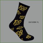 Men's Theme Crew Socks, Black with Multi Color 100 #1 Pattern, (1 Dozen, 12 Pairs) - Image 2