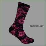 Men's Theme Crew Socks, Black with Multi Color Bandana Pattern, (1 Dozen, 12 Pairs) - Image 2