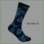 Men's Theme Crew Socks, Black with Multi Color Bandana Pattern, (1 Dozen, 12 Pairs) - Image 3
