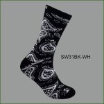 Men's Theme Crew Socks, Black with Multi Color Bandana Pattern, (1 Dozen, 12 Pairs) - Image 4