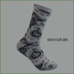 Men's Theme Crew Socks, Black with Multi Color Bandana Pattern, (1 Dozen, 12 Pairs) - Image 5