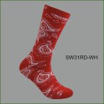 Men's Theme Crew Socks, Black with Multi Color Bandana Pattern, (1 Dozen, 12 Pairs) - Image 6