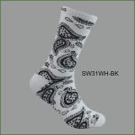 Men's Theme Crew Socks, Black with Multi Color Bandana Pattern, (1 Dozen, 12 Pairs) - Image 7