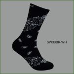 Men's Theme Crew Socks, Black with Multi Color Bandana #2 Pattern, (1 Dozen, 12 Pairs) - Image 4
