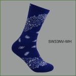 Men's Theme Crew Socks, Black with Multi Color Bandana #2 Pattern, (1 Dozen, 12 Pairs) - Image 5