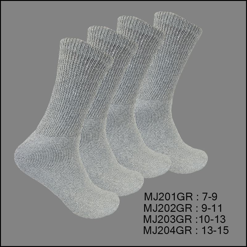 MJ202GR-003 Diabetic Socks, Crew , Solid Grey , (1 Dozen, 12 Pairs) - Image 1