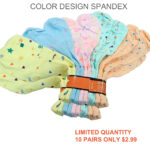 Women’s 100% Cotton Color Design Spandex Socks – Assorted Design/Colror  (10 Pairs) - Image 5
