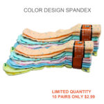 Women’s 100% Cotton Color Design Spandex Socks – Assorted Design/Colror  (10 Pairs) - Image 4