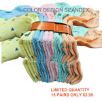 Women’s 100% Cotton Color Design Spandex Socks – Assorted Design/Colror  (10 Pairs)