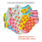 Women’s 100% Cotton Color Design Spandex Socks – Flower-Assorted Design/Colror  (10 Pairs) - Image 7