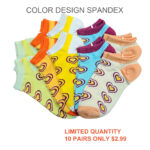 Women’s 100% Cotton Color Design Spandex Socks – Flower-Assorted Design/Colror  (10 Pairs) - Image 2