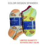 Women’s 100% Cotton Color Design Spandex Socks – Fancy-Assorted Design/Color  (10 Pairs) - Image 6