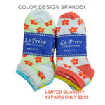 Women’s 100% Cotton Color Design Spandex Socks – Flower-Assorted Design/Colror  (10 Pairs) - Image 4