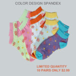 Women’s 100% Cotton Color Design Spandex Socks – Fancy-Assorted Design/Color  (10 Pairs) - Image 8