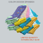 Women’s 100% Cotton Color Design Spandex Socks – Fancy-Assorted Design/Color  (10 Pairs) - Image 4