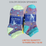 Women’s 100% Cotton Color Design Spandex Socks – Fancy-Assorted Design/Color  (10 Pairs) - Image 3