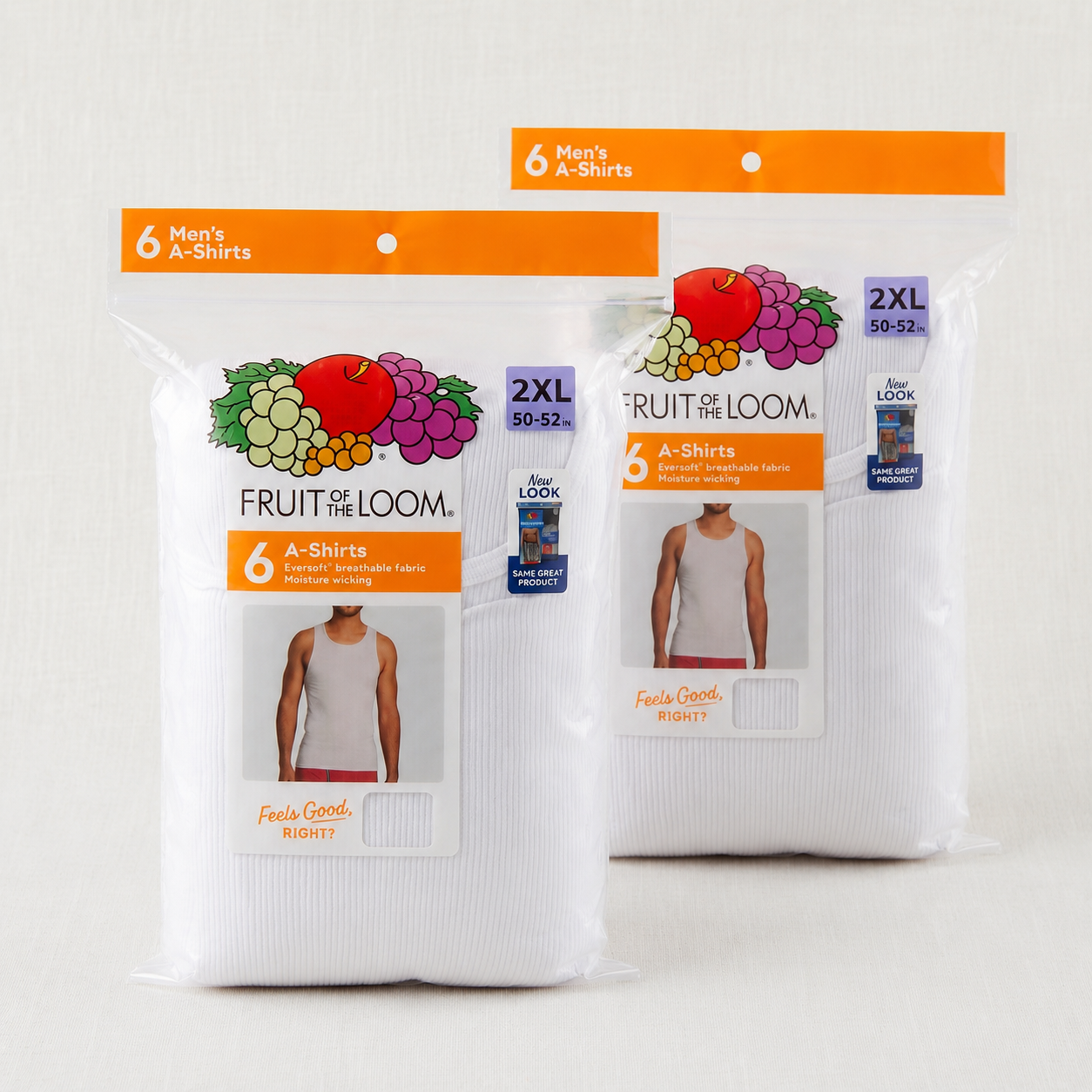 FL2521 Fruit of the Loom Men’s Eversoft Cotton A-Shirts, White, 6-Pack × 2 – 1 Dozen (12 Pieces) - Image 1