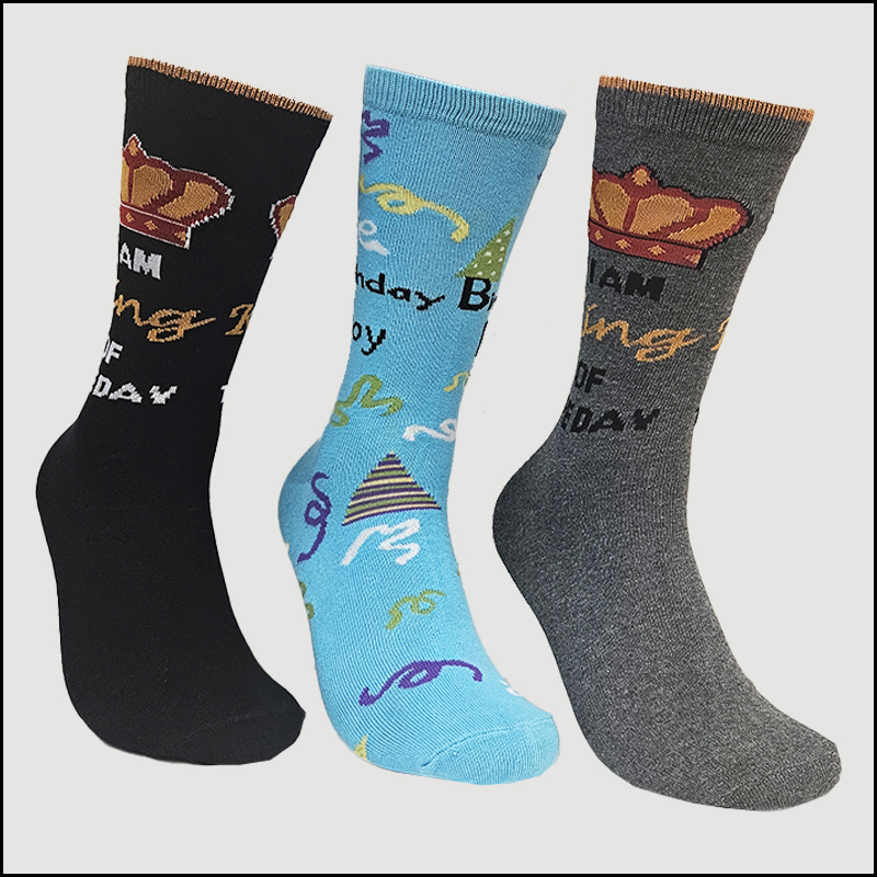 I AN KING 003 Women's Birthday Theme Crew Socks – Assorted Celebration Designs (12 Pairs) - Image 1