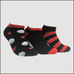 Women's Zebra Stripe Ankle Socks – Assorted Black & Red Designs(12 Pairs) - Image 6