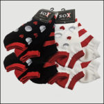 Women's Zebra Stripe Ankle Socks – Assorted Black & Red Designs(12 Pairs) - Image 3