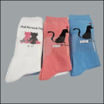 Women’s Crew Socks, Assted-Cat Designs & Color (12 Pairs) - Image 3