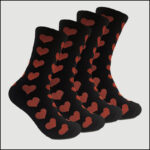 Women's Heart Pattern Crew Socks – Classic Red Heart Design (12 Pairs)