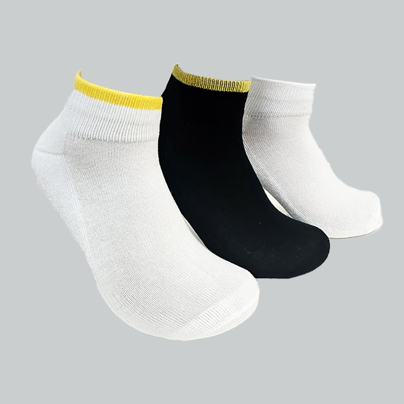 yellow black white ankle 001 Women's Solid Color Ankle Socks – Assorted Basic Designs(12 Pairs) - Image 1