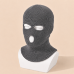 Men’s Grey 3-Hole Knit Balaclava Ski Mask – Full Face & Neck Cover