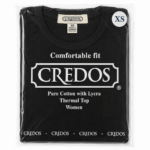 CREDOS Women's Black 100% Cotton Thermal Top – Soft Waffle Knit Long Sleeve Shirt (1 Piece)