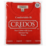 CREDOS Women's Red 100% Cotton Thermal Top – Soft Waffle Knit Long Sleeve Shirt (1 Piece)