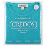 CREDOS Women's Aqua 100% Cotton Thermal Top – Soft Waffle Knit Long Sleeve Shirt (1 Piece)