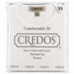 CREDOS Women's White 100% Cotton Thermal Top – Soft Waffle Knit Long Sleeve Shirt (1 Piece)