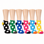 Children’s Polka Dot Ankle Socks – 6 Assorted Colors – 1 Dozen (12 Pairs)