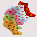 Children Cherry Blossom Floral Ankle Socks – 6 Assorted Colors – 1 Dozen (12 Pairs)