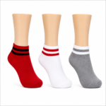 Children’s Double Stripe Ankle Socks – 3 Assorted Colors – 1 Dozen (12 Pairs)