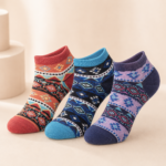 Women’s & Children’s Aztec Pattern Ankle Socks – 3 Assorted Colors, 1 Dozen (12 Pairs)