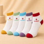 Women’s & Children’s I Love Grandma Ankle Socks – 5 Assorted Colors,  (10 Pairs)