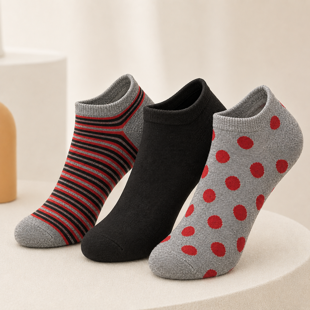 ankle-6 Women’s & Children’s Fun Animal Ankle Socks – 3 Assorted Designs & Colors, 1 Dozen (12 Pairs) - Image 1