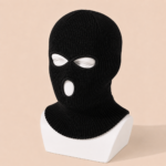 Men’s Black 3-Hole Knit Balaclava Ski Mask – Full Face & Neck Cover