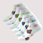 Children's Butterfly Ankle Socks – 6 Assorted Colors – 1 Dozen (12 Pairs)