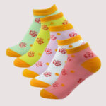 Children's Butterfly & Dot Ankle Socks – 5 Assorted Colors – 1 Dozen (12 Pairs)