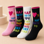 Unisex & Children’s Colorful Birthday Crew Socks – 1 Dozen (12 Pairs)
